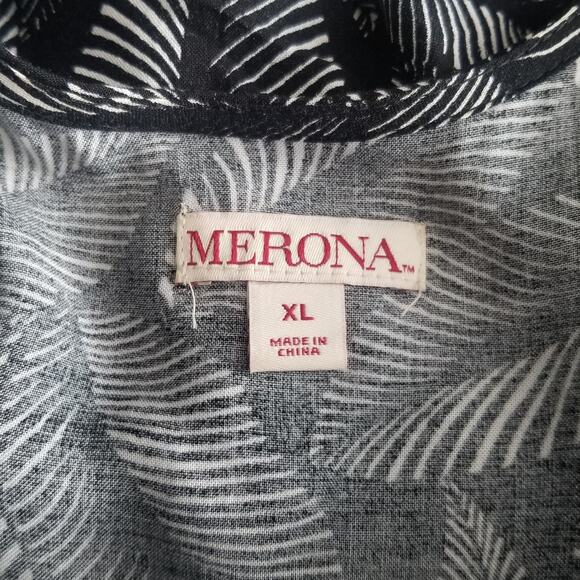 Merona Sleeveless Flounce Top Tropical Maxi Dress, Black White Size XL - Picture 4 of 9